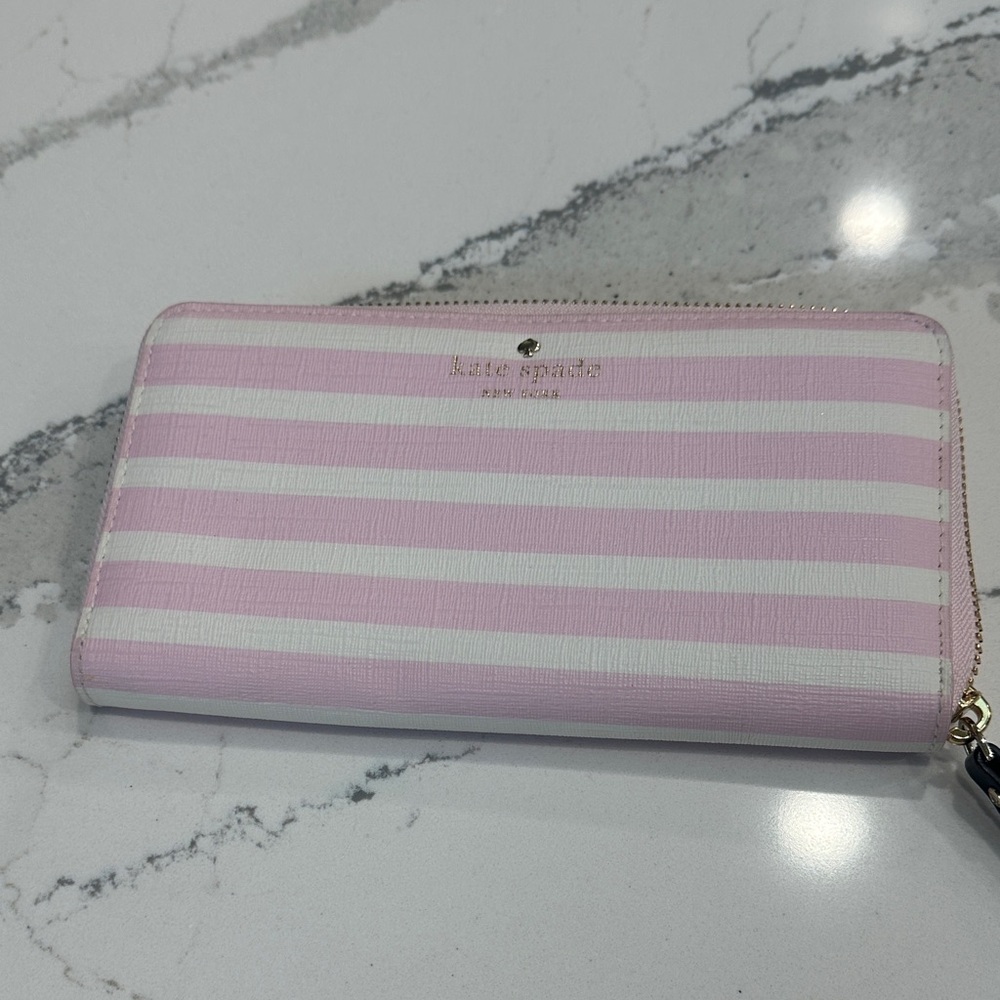 Kate Spade Pastel Pink and White Striped Wallet